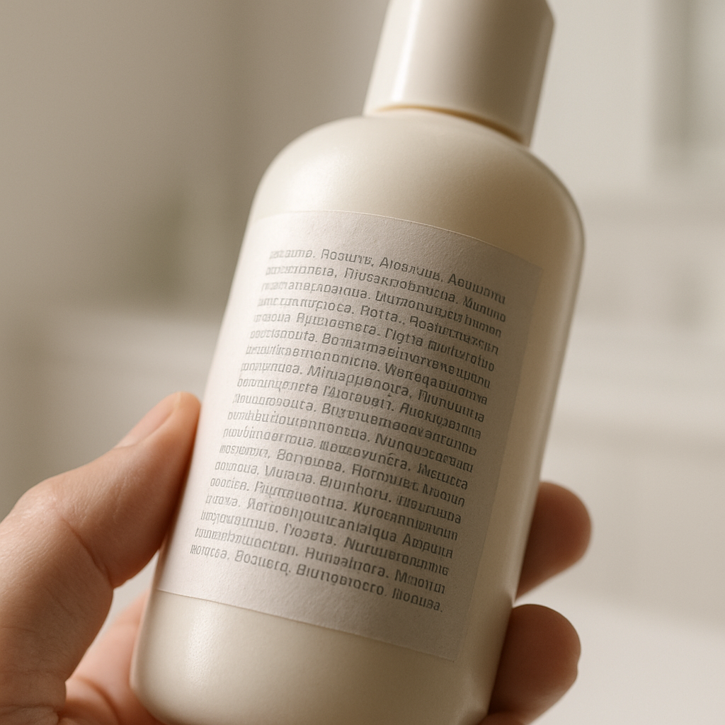 탈모 샴푸 성분표를 확인하는 모습