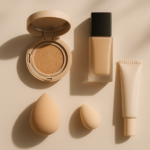 다양한 메이크업 베이스 제품 플랫레이
